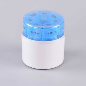Portable Plastic Weekly Pill Storage Box, 28-Compartment Round Dispenser <b>for</b> Medications, Easy-to-Carry & Organized Custom Logo - Product Image 1