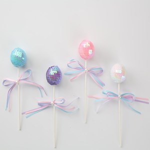 Sequin Ball Cake Toppers Round Plastic Handmade Birthday Party Dessert Table Decoration Plug - Product Image 1