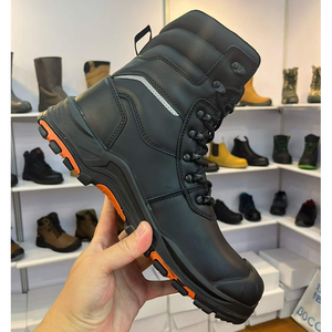 Bottes de travail de sécurité en cuir noir DSF53, imperméables, pour l'extérieur, toutes saisons, bottes de travail industrielles, vente en gros, MOQ - Product Image 2