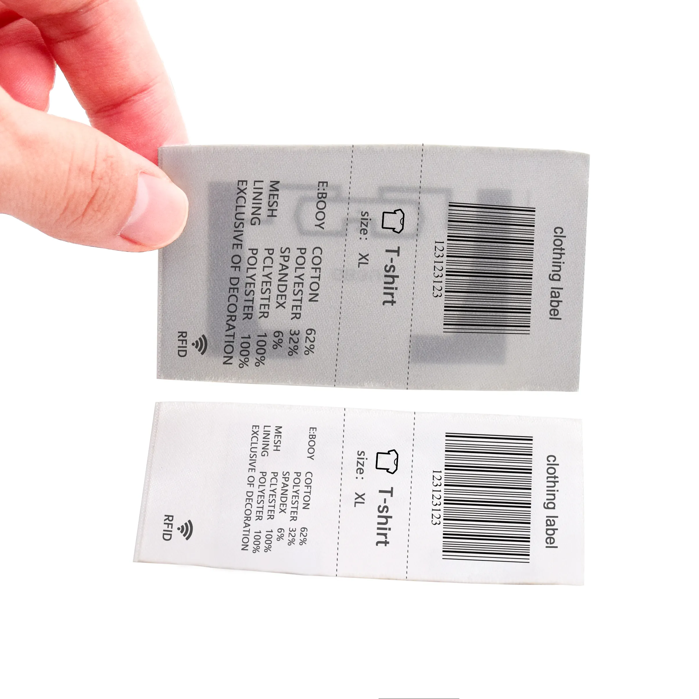 Ropa de muestra gratis colgar etiquetas NFC blancas ropa tela pasiva NFC RFID Etiqueta de ropa para gestión de tiendas de ropa