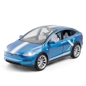 Miniauto 1/24 MODEL X Vehicle Six-door Sound And Light Steering Shock Absorber Alloy Car Model Toy Car Decoration