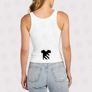 Wholesale Custom Logo Seamless square Collar <strong>Vest</strong> Embroidery LOGO White tank Top Ribbed <strong>with</strong> <strong>Built</strong> <strong>in</strong> <strong>Bra</strong> for Women - Product Image 4
