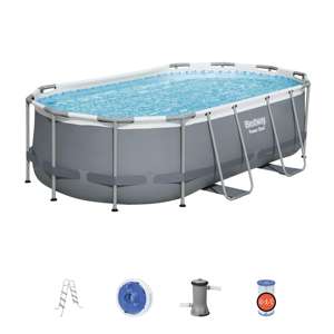 Bestway 56622 Outdoor Power Steel Oval sobre el suelo PVC marco piscina incluye 530gal filtro bomba escalera <span class=keywords><strong>ChemConnect</strong></span> <span class=keywords><strong>dispensador</strong></span> - Product Image 2