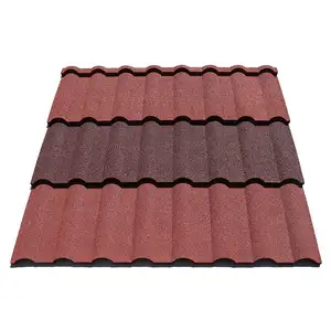 중국 공장 도매 하이 퀄리티 돌 코팅 지붕 0.35mm 본드 타일 지붕 금속 컬러 스톤