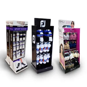 Low Moq billig Einzelhandel Bekleidungs geschäft Socken drehen Display Papier Pappe Unterwäsche Display Stand Rack