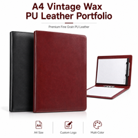 Porte-documents en cuir PU vintage A4 avec logo personnalisé, grain fin de qualité supérieure, pour réunions, présentations de bureau, vente en gros