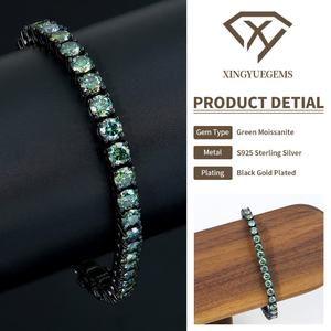 High Quality 4mm 925 Silver Green-Colored VVS GRA Certified Moissanite Tennis Chain <b>Bracelets</b> Factory Price Wholesale for Gifts - Product Image 2