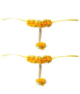 Parure de bijoux florale jaune faite à la main pour la mariée – Collier, boucles d'oreilles et bracelet ethniques élégants – Coffret cadeau de bijoux pour mariage et fête - Product Image 1