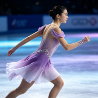 Robe de patinage artistique dégradé blanc lavande, épaules dénudées, ornée de strass, pour compétition, pour filles et femmes