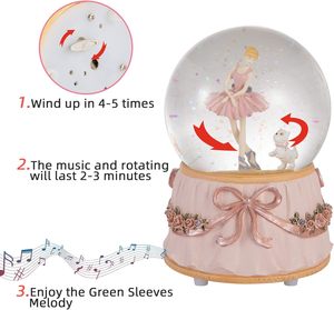 Globo de Nieve de Bailarina de Resina Ecológica Hecho a Medida con Purpurina, Globo de Agua Musical de Ballet para Niñas, Hijas, Esposas - Pintado a Mano - Product Image 4