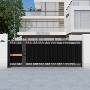 Porte coulissante de cour en alliage d'aluminium, style minimaliste moderne, porte de jardin intelligente électrique pour villa, porte de garage automatique pour communauté - Product Image 4