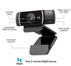 Webcam <span class=keywords><strong>Logitech</strong></span> <span class=keywords><strong>C922</strong></span> <span class=keywords><strong>Pro</strong></span> <span class=keywords><strong>HD</strong></span> 1080P 60fps avec objectif en verre autofocus, caméra de streaming et double micro pour Twitch et YouTube Live Streaming - Product Image 1