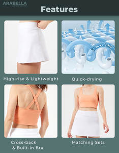 أرابيلا سي شعار مخصص للنساء من قطعتين ملابس تنس مقاس كبير توب رياضي بدون خزان ومجموعة بدلة تنورة محبوكة بالأزهار - Product Image 3