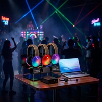 Headphone Wireless Silent Disco Terlaris 20 Jam Daya Tahan Lama Lampu LED Latensi Rendah Over-ear
