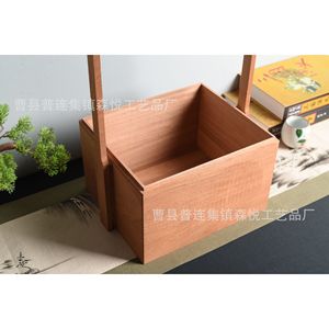 Lonchera de madera estilo chino, rectangular, 38 cm, portátil, para envasado general - Product Image 2