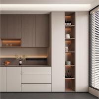 Ensemble de Meubles de Cuisine Complet Design Moderne Comprend Meuble Sous-Évier Îlot de Cuisine Plan de Travail en Acrylique Corps en Panneau Mélaminé Écologique