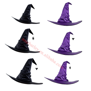 Sombrero de bruja fruncido <span class=keywords><strong>para</strong></span> Halloween, sombrero de bruja torcido grande, sombrero de mago negro y morado, disfraz de bruja <span class=keywords><strong>para</strong></span> mujeres y hombres, fiesta de Halloween, Cosplay - Product Image 1