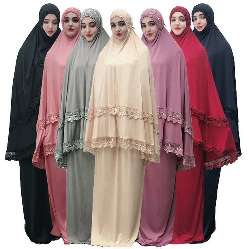 التنانير اثنين قطعة-مجموعة khimar العباءة الحجاب قفطان رداء الصلاة اللباس التقليدية ملابس مسلمة
