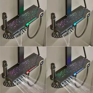 Ensemble <span class=keywords><strong>de</strong></span> salle <span class=keywords><strong>de</strong></span> bain contemporain étoile <span class=keywords><strong>ciel</strong></span> lumière Gunmetal blanc cascade Piano clé affichage numérique taille Massage <span class=keywords><strong>douche</strong></span> multifonction - Product Image 2