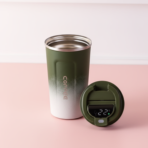 Mug à café intelligent à double paroi en acier inoxydable de 510 ml avec affichage LED, couvercle intelligent, écologique, portable, pour les fêtes - Product Image 1