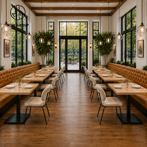 Set di Arredamento per Ristorante Ron Group: Sgabello da Bar, Tavolo Quadrato in Legno, Sedute Imbottite in Pelle Trapuntata, Sedia Rivestita - Product Image 3