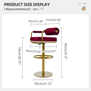<span class=keywords><strong>Tabouret</strong></span> de <span class=keywords><strong>bar</strong></span> moderne réglable en velours bordeaux et métal doré de luxe, rembourré, pour comptoir de <span class=keywords><strong>bar</strong></span>, cuisine, café, salon - Product Image 6