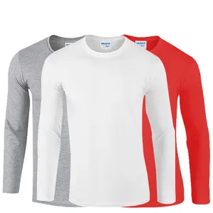 Camiseta de manga larga de algodón para hombre, jersey de cuello redondo, informal, juvenil, 180g, novedad de verano