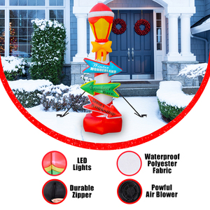 Letrero Inflable de Navidad de 8 Pies para Exteriores, Letrero Luminoso para Estacionamiento, Letrero Inflable de <span class=keywords><strong>Santa</strong></span> Claus con la Leyenda 'Por Favor, Deténgase Aquí' - Product Image 3