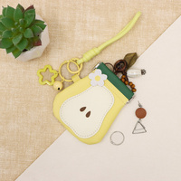 Fruit Vegan Leer Snap Spring Pouch Mini Sieradendoosje met sleutelhanger Polsbandje voor oorbel Ring Reizen Dagelijks dragen