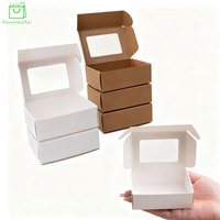 Boîte en papier kraft biodégradable personnalisée avec revêtement UV, gaufrage, doublure en éponge et fenêtre transparente pour cupcakes, pâtisseries et brownies