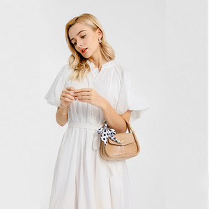 Bolso de hombro de cuero PU para mujer, Mini bolso portátil con bufanda, de lujo, 2023 - Product Image 3