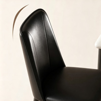 Chaise de salle à manger moderne en cuir ultra-fin, chaise d'appoint incurvée, chaise d'appoint avec pieds en métal noir pour salle à manger, cuisine, maison