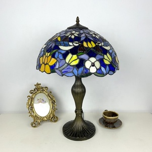 LongHuiJing Mediterranean Style 16 Inch Stained Glass Adjustable Bedside Table Lamp with Flexible Simple Design AC Powered - Product Image 2