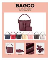 Tas Selempang Wanita Model Bucket Buckle Persegi Trendy Merk BAGCO 2026, Nuansa Mewah Vintage dengan Set Dompet