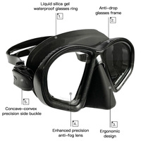 Grosir Go-pro masker selam Volume rendah, masker selam bebas kaca temper tipe J masker selam Set Snorkel dengan dudukan kamera hitam