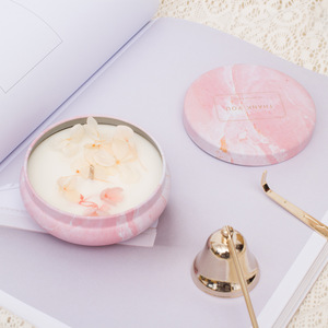 Scented Plant <b>Wax</b> <b>Candles</b> Round 110g Smokeless Dried Flower Flat Jar <b>Candle</b> - Product Image 2