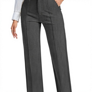 Spring New Arrival Breathable Eco-Friendly High-Waisted Straight Leg Rolled-Up <b>Pants</b> - Product Image 3