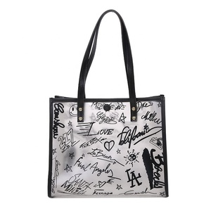 Reusable Shopping Storage Clear Beach Bags Custom Printed Logo Transparent Pvc Tote Bag