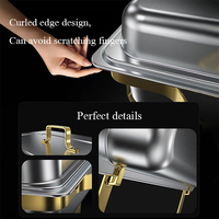 Équipement hôtelier Ensemble de chauffe-plats pour buffet Plats de chauffe-plats de haute qualité pour buffet, motifs à bords roulés dorés et argentés