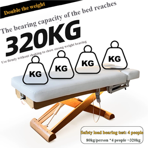 Lit <span class=keywords><strong>de</strong></span> spa électrique en bois avec éclairage LED d'ambiance <span class=keywords><strong>de</strong></span> luxe, <span class=keywords><strong>table</strong></span> <span class=keywords><strong>de</strong></span> soin du visage chauffante et réglable en cuir sans solvant pour centre <span class=keywords><strong>de</strong></span> beauté - Product Image 4