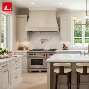 Alland Armadio Ecologico in <span class=keywords><strong>Legno</strong></span> con Modanature Francesi, Scaffale Modulare Europeo, Credenza Laccata Beige, Mobili da Cucina e Sala da Pranzo - Product Image 4