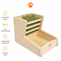 Mangeoire à foin durable en bois massif pour lapins avec abreuvoir intégré, grande capacité, pour lapins, cochons d'Inde et hamsters