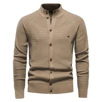 Holya grueso antiarrugas transpirable Casual de un solo pecho Color sólido cárdigan de punto hombre suéter moda de invierno