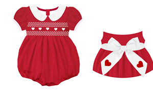 Vestido de Niña con Cuello Blanco y Corazón Rojo Bordado a Mano, Patrón de Corazones Blancos, Manga Abullonada, Lazo Grande en la Espalda, Traje para el Día de San Valentín - Product Image 4
