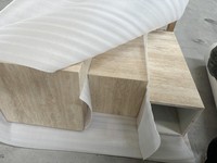Table basse carrée en travertin naturel de luxe RF, écologique, beige, table d'appoint en pierre, table minimaliste moderne pour le salon