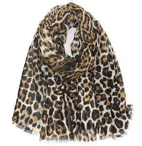 Bufanda con estampado de leopardo para mujer, hijab femenino versátil, a la moda