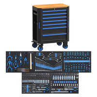 Nouvelle Arrivée : Armoire à Outils Professionnelle à 7 Tiroirs avec 312 Outils CRV, Clé de Verrouillage, Plateau en Bois, Roulettes Fixes et Support OBM pour Barre de Puissance