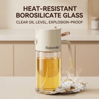 Dispensador de Aceite de Cocina 2 en 1, de Vidrio de Grado Alimenticio, 600 ml, Hermético, Apto para Lavavajillas, Antiderrames, Rociador de Aceite para Freír