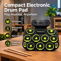 Kit de batterie électronique portable rechargeable avec haut-parleurs intégrés, fonction d'enregistrement et de lecture, double haut-parleur pour enfants et débutants