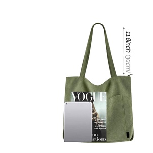 Custom Logo Large Solid Corduroy Shoulder Hobo Tote <b>Bag</b> Zip Closure <b>for</b> <b>Women</b> Casual <b>Work</b> Shopping All Seasons Wedding Gift - Product Image 3